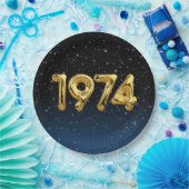 Assiettes En Carton Ballons D'Anniversaire 1974 En Étoiles (Fête)