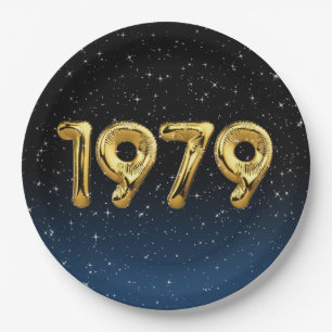 Assiettes En Carton Ballons D'Anniversaire 1979 En Étoiles