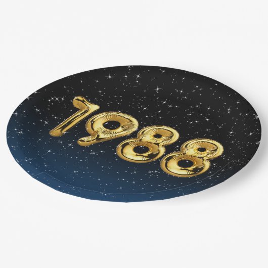 Assiettes En Carton Ballons D'Anniversaire 1988 En Étoiles (Angle)