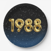 Assiettes En Carton Ballons D'Anniversaire 1988 En Étoiles (Devant)