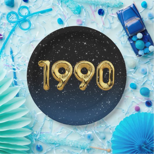 Assiettes En Carton Ballons d'anniversaire 1990 En Stars Plaque en pap (Fête)