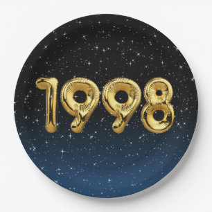 Assiettes En Carton Ballons d'anniversaire 1998 En Stars Plaque en pap