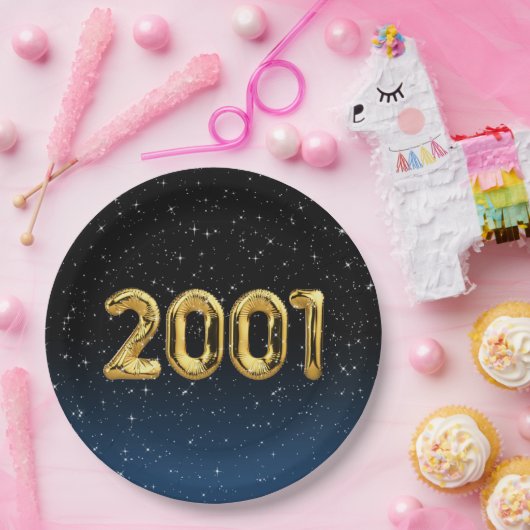Assiettes En Carton Ballons d'anniversaire 2001 En Stars Plaque en pap (Fête)