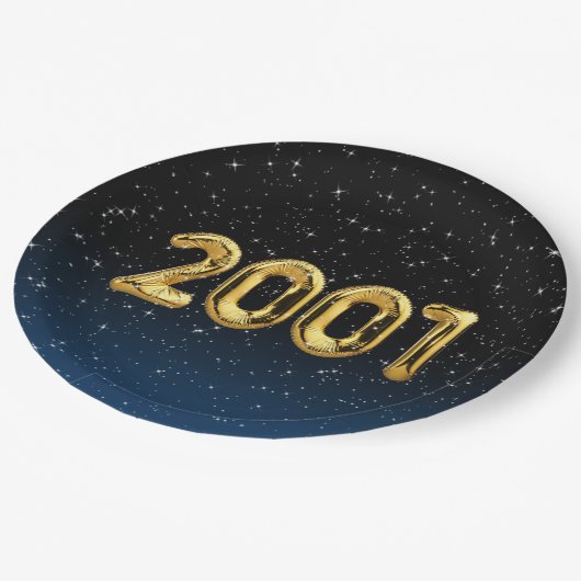 Assiettes En Carton Ballons d'anniversaire 2001 En Stars Plaque en pap (Angle)