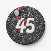 Assiettes En Carton Ballons d'anniversaire 45e sur Parties scintillant (Devant)