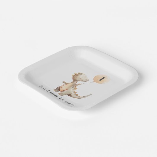 Assiettes En Carton Ballons d'anniversaire de Dinosaur (Angulaire)