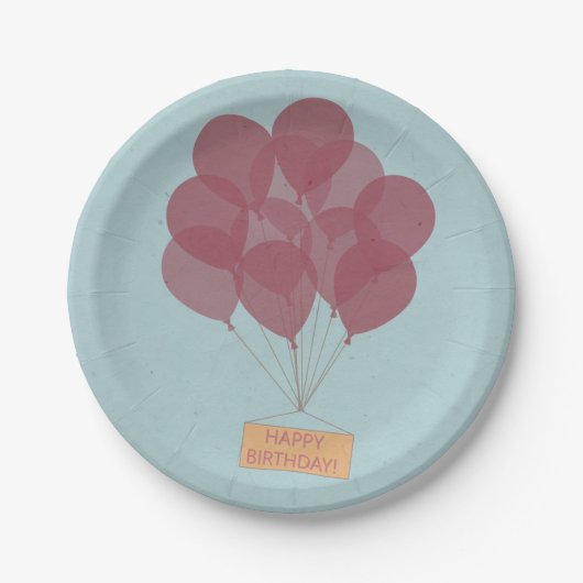 Assiettes En Carton Ballons d'anniversaire heureux (Devant)