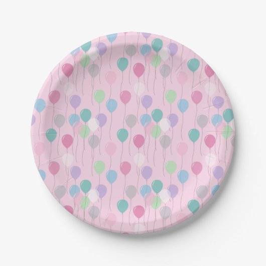 Assiettes En Carton Ballons d'anniversaire mignon Motif sur Arrière -  (Devant)