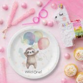 Assiettes En Carton Ballons d'aquarelle mignonne Sloth Wild un anniver (Fête)