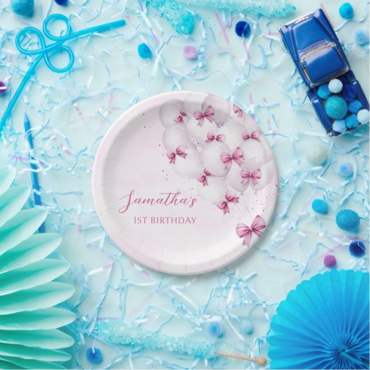 Assiettes En Carton Ballons de cabot rose Plaques de papier d'annivers (Fête)