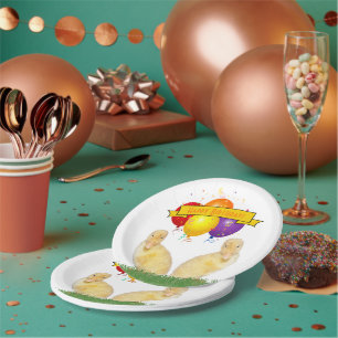 Assiettes En Carton Ballons de canetons de jaune du joyeux