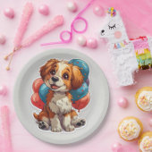 Assiettes En Carton Ballons de chien souriant mignon Plaque de papier  (Fête)