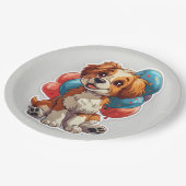 Assiettes En Carton Ballons de chien souriant mignon Plaque de papier  (Angle)