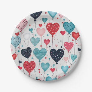 Assiettes En Carton Ballons de coeur