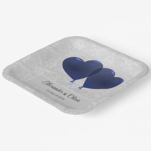 Assiettes En Carton Ballons de coeur bleu Plaques de papier Wedding sh (Angulaire)