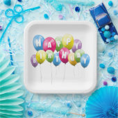 Assiettes En Carton Ballons de fête d'anniversaire en blanc (Fête)