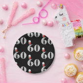 Assiettes En Carton Ballons de fête du 60e anniversaire en noir (Fête)