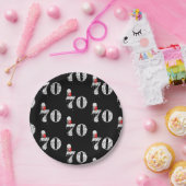 Assiettes En Carton Ballons de fête du 70e anniversaire en noir (Fête)