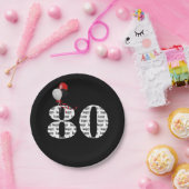Assiettes En Carton Ballons de fête du 80e anniversaire (Fête)