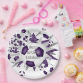 Assiettes En Carton Ballons de football blanc violet étoiles anniversa (Fête)