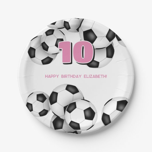 Assiettes En Carton Ballons de football noir blanc anniversaire de enf (Devant)
