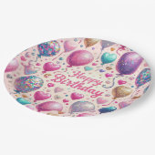 Assiettes En Carton Ballons de Glitterie Anniversaire (Angle)