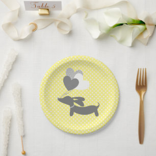 Assiettes En Carton Ballons de tôles Jaunes Dachshund