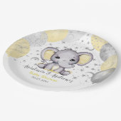Assiettes En Carton Ballons d'éléphant à Baby shower jaune mignon (Angle)