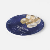 Assiettes En Carton Ballons d'or à parties scintillant bleue marine (Angle)
