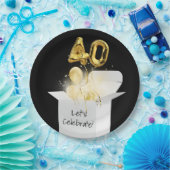 Assiettes En Carton Ballons d'or du 40e anniversaire en boîte blanche (Fête)