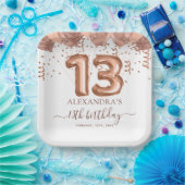 Assiettes En Carton Ballons d'or rose 13e fête d'anniversaire (Fête)