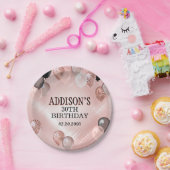 Assiettes En Carton Ballons d'or Rose d'anniversaire (Fête)