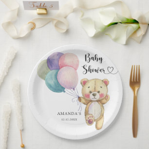 Assiettes En Carton Ballons d'ours en peluche - Baby shower