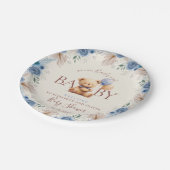 Assiettes En Carton Ballons d'ours en peluche mignon Boho Blue Rose Fl (Angle)
