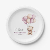 Assiettes En Carton Ballons d'ours en Teddy violet blanc (Devant)