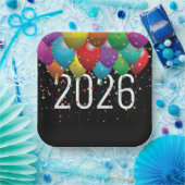 Assiettes En Carton Ballons du nouvel an 2026 (Fête)