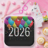 Assiettes En Carton Ballons du nouvel an 2026 (Fête)