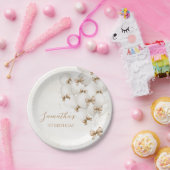 Assiettes En Carton Ballons en Bow beige Plaques en papier d'anniversa (Fête)