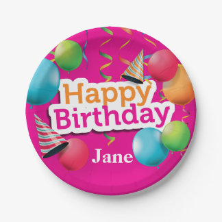 Assiettes En Carton Ballons et casquettes de joyeux anniversaire