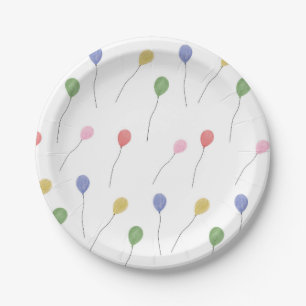 Assiettes En Carton Ballons flottants couleur aquarelle blanc