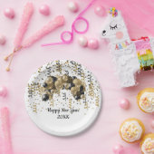 Assiettes En Carton Ballons Noir Or Confetti Nouvel An Soirée (Fête)