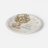 Assiettes En Carton Ballons Ours En Teddy Baby shower Vert Beige (Angle)