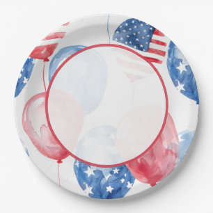 Assiettes En Carton Ballons patriotiques USA