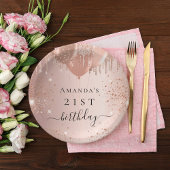 Assiettes En Carton Ballons roses dorés rose