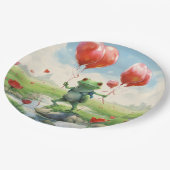 Assiettes En Carton Ballons rouges de grenouille joyeux mignons (Angle)