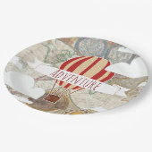 Assiettes En Carton Balloon à air chaud et carte du monde Aventure Vin (Angle)