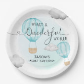 Assiettes En Carton Balloon à air chaud garçons premier anniversaire (Devant)