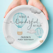 Assiettes En Carton Balloon à air chaud garçons premier anniversaire