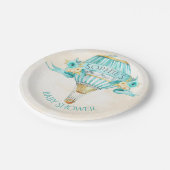 Assiettes En Carton Balloon à air chaud Turquoise Or Jaune Roses (Angle)