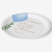 Assiettes En Carton Balloon bleu Aquarelle bébé garçon douche Oh garço (Angle)